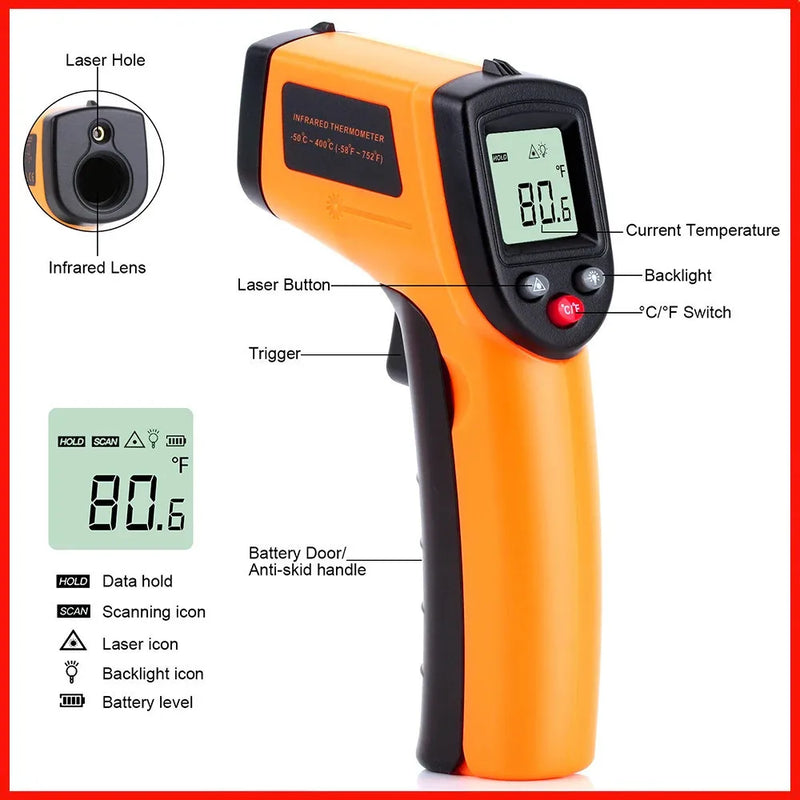 GM-320CWQ/Digital Infrared Laser Sira Thermometer, Contactless IR Thermometer, GM320 Temperature Gun,-50 ~ 380 °C