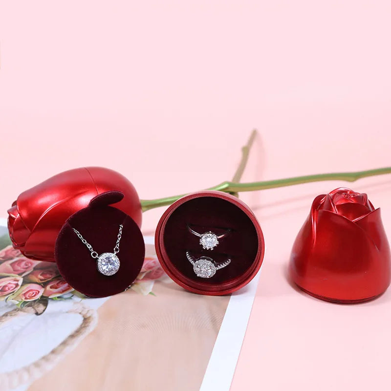 Heart Intertwined Necklace With Creative Rose Gift Box For Women Girlfriend 2023 Valentine Day Present Fashion Romantic Jewelry