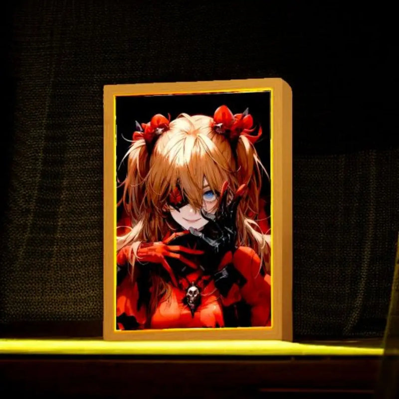 Neon Genesis Evangelion Anime Figure Light Painting Photo Frame Night Light Action Figures Asuka Room Decoration Christmas Gifts