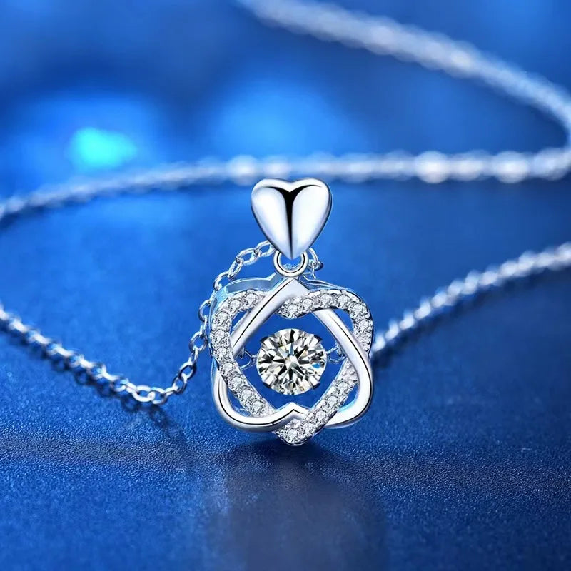 Heart Intertwined Necklace With Creative Rose Gift Box For Women Girlfriend 2023 Valentine Day Present Fashion Romantic Jewelry