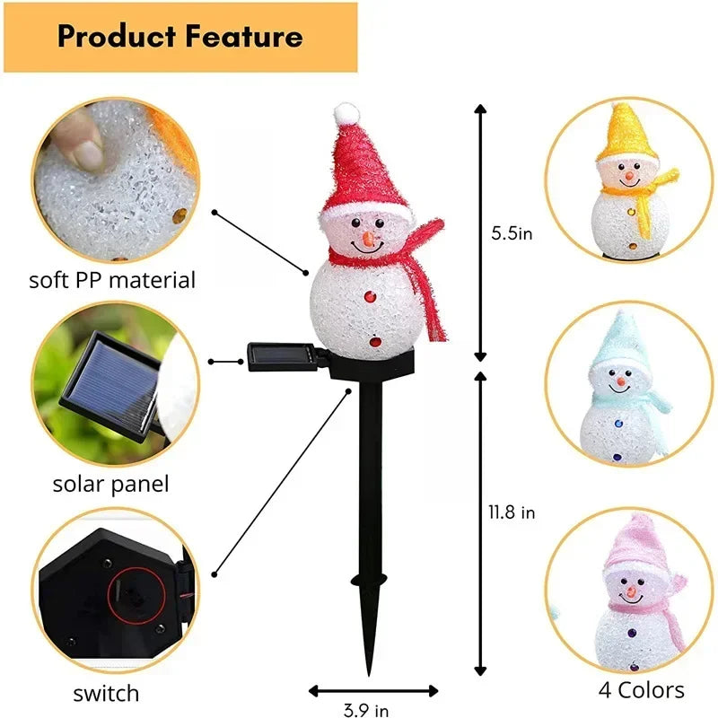 2024 New Snowman Plug Lights Outdoor Solar Christmas Decorations Lights For Garden Holiday Decoration Waterproof Lawn Light