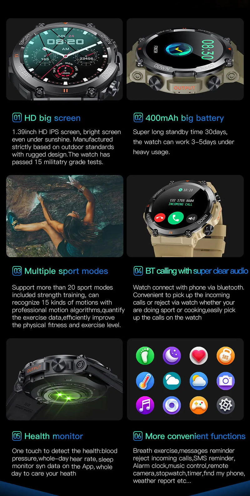 MEVADEN Smartwatch Masculino – 1,39” HD com Chamadas Bluetooth