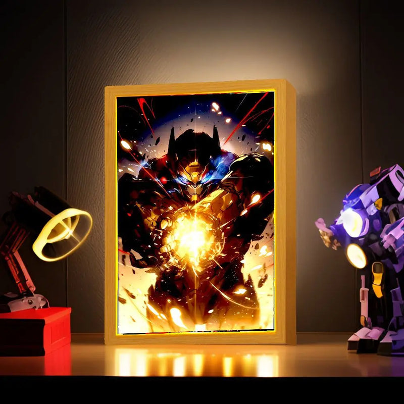 Anime Figure Light Painting Picture Frame Transformers Led Night Light Moon Lamp Optimus Prime Action Figures Room Decor Gifts