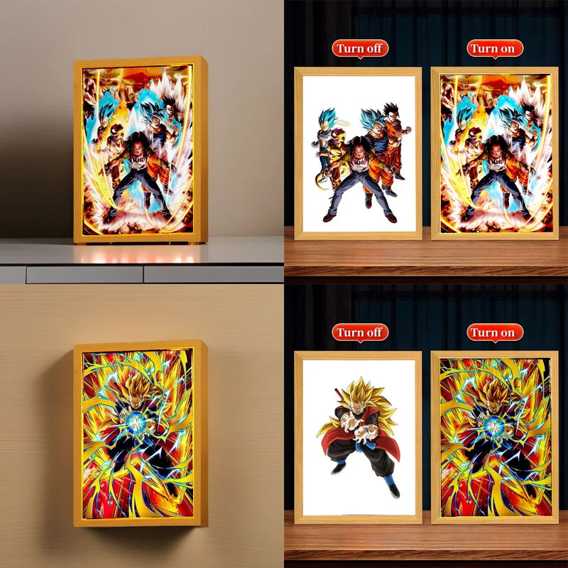 Anime Figure Dragon Ball Z Light Painting Photo Frame Goku Led Night Light Lamp Bedside Table Decorate Christmas Gifts Moon Lamp