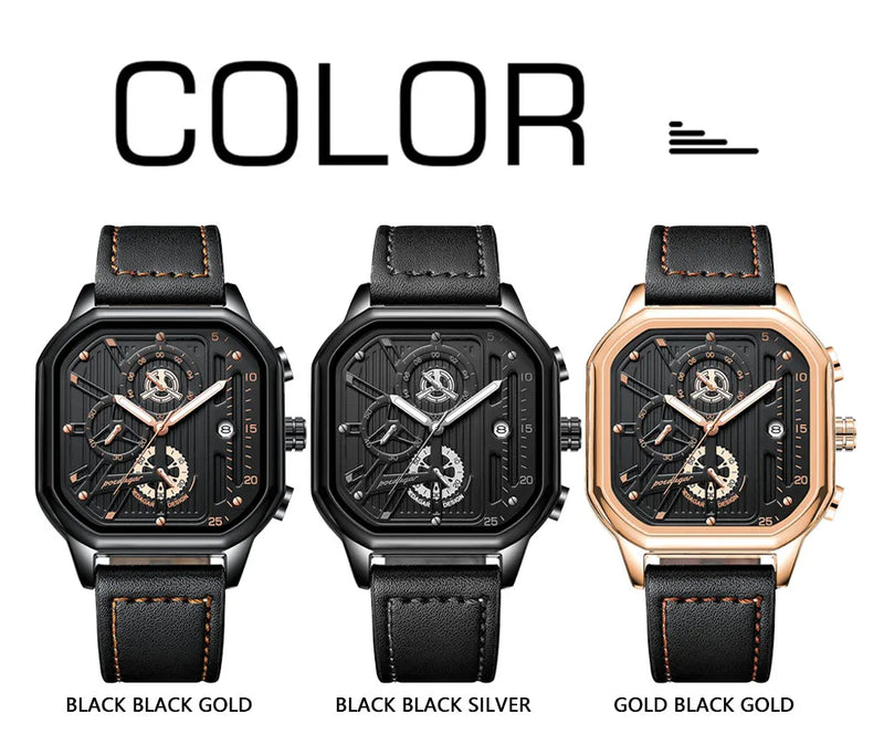 POEDAGAR Luxury Casual Men's Watch Fashion Sports Chronograph Leather Watches Waterproof Luminous Military Men Wristwatch Gift