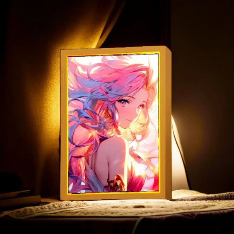 Anime Figure Light Painting Photo Frame League of Legends Figures Action Led Lamps Tabe Bedroom Decor moon Lamp Chirstmas Gifts