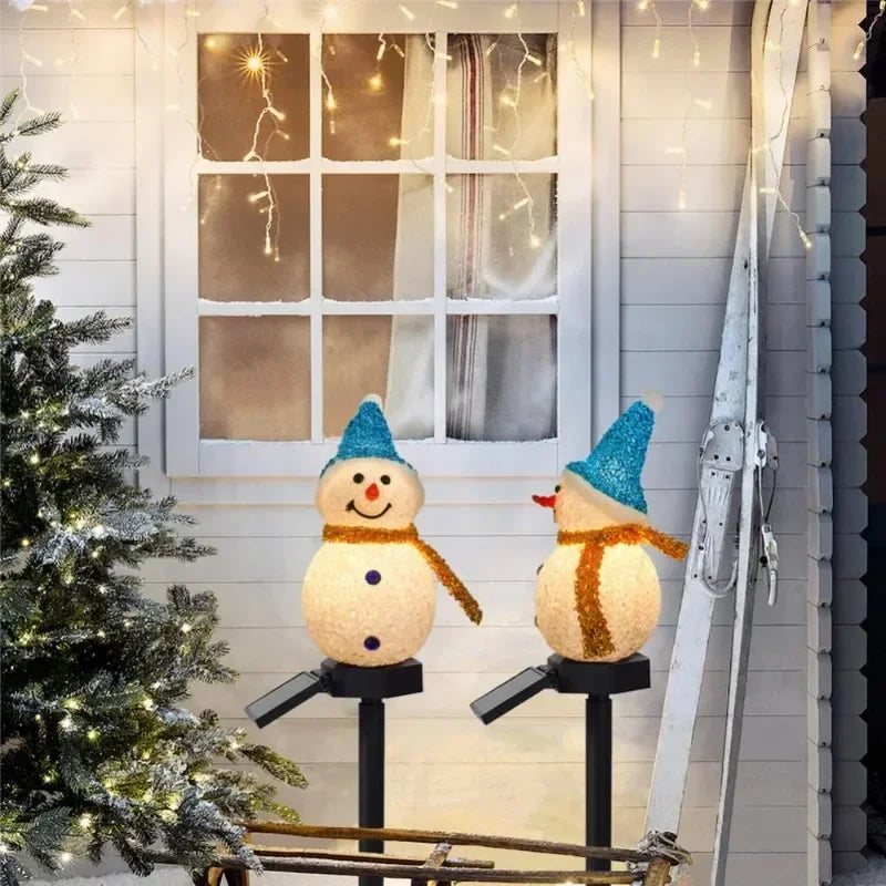 2024 New Snowman Plug Lights Outdoor Solar Christmas Decorations Lights For Garden Holiday Decoration Waterproof Lawn Light