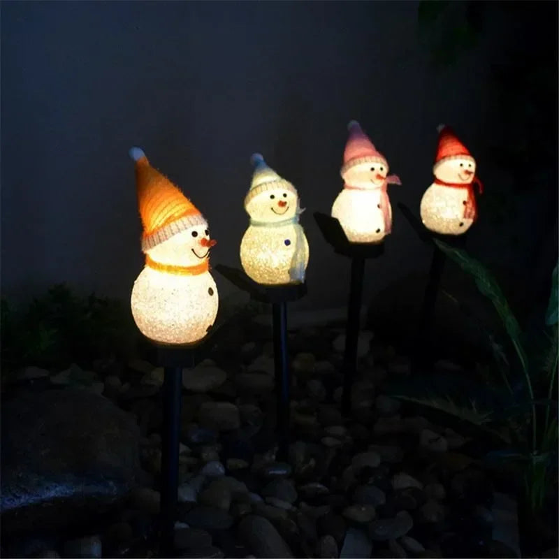 2024 New Snowman Plug Lights Outdoor Solar Christmas Decorations Lights For Garden Holiday Decoration Waterproof Lawn Light