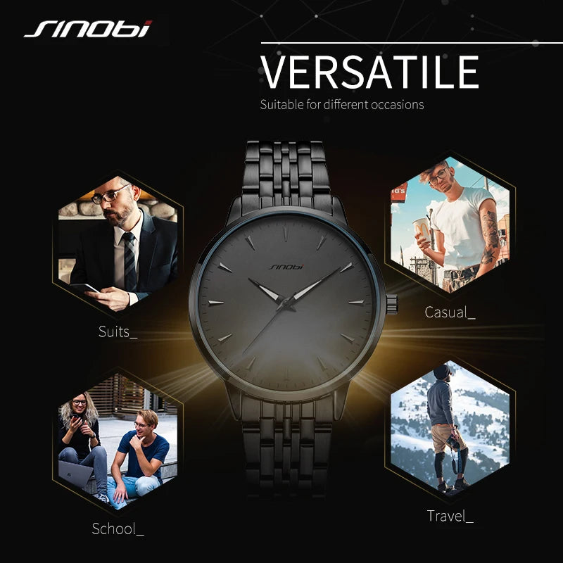 SINOBI Casual Design Men's Watches Fashion Mans Quartz Wristwatches Luminous Hands Male Gifts Clock Watch for Relogio Masculino