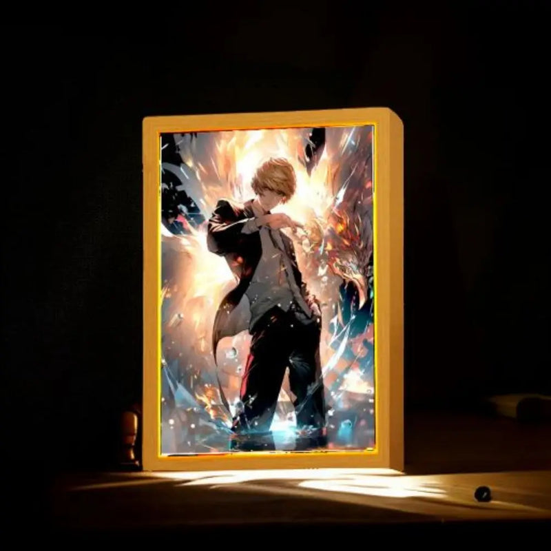 Anime Figures Light Painting Picture Frame Death Note Led Night Light Moon Lamp Bedroom Tabe Home Decorative Figure Friend Gifts