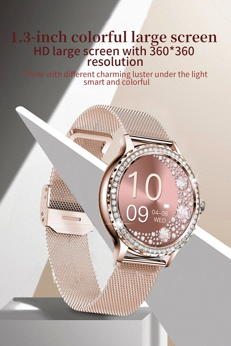 MEVADEN Rosegold Smart Watch For Lady Bluetooth Call 100+Sports Mode Fitness Women Smartwatch DIY Dials For IOS Android NX19