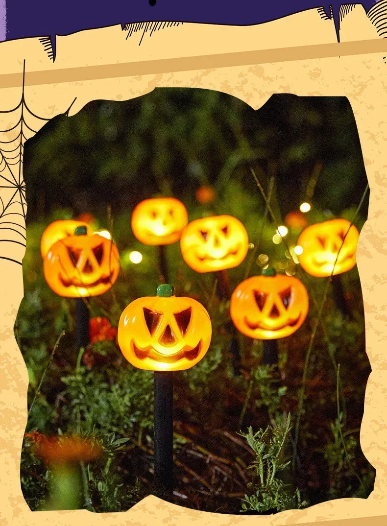 2PCS Solar Powered Lawn Lamp  Set of 5 Cute Ghost lanterns Decorated Halloween Party Decoration For Home bar Atmosphere Decor