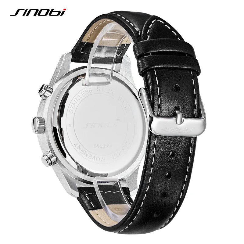 SINOBI Casual Style Men's Watches Fashion Design Man's Quartz Wristwatches I-W-C Brand Chronograph Gifts Clock Relogio Masculino