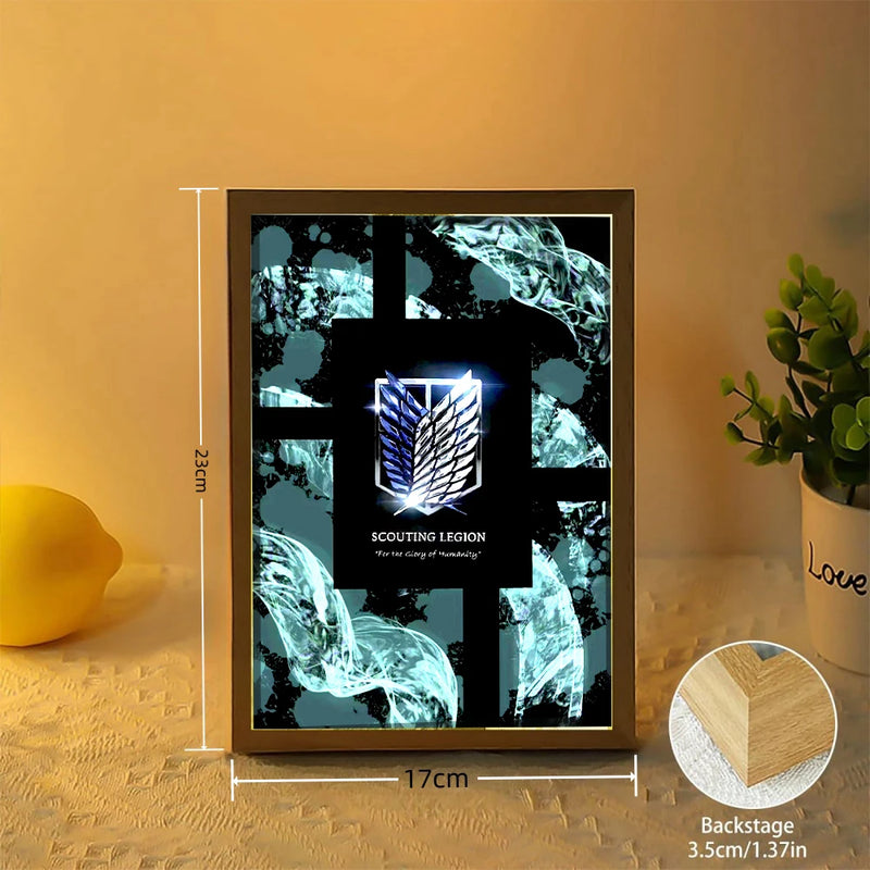 Anime Attack on Titan Night Light Painting Picture Frame Room Decor Home Wall Decorative Art For Bedroom Friends Gifts Moon Lamp