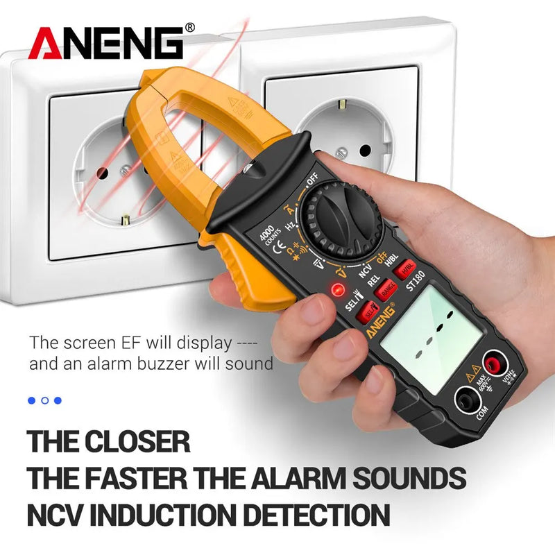 ANENG ST180 4000 Counts Digital Clamp Meter AC Current Multimeter Ammeter Voltage Tester Car Amp Hz Capacitance NCV Ohm Tool