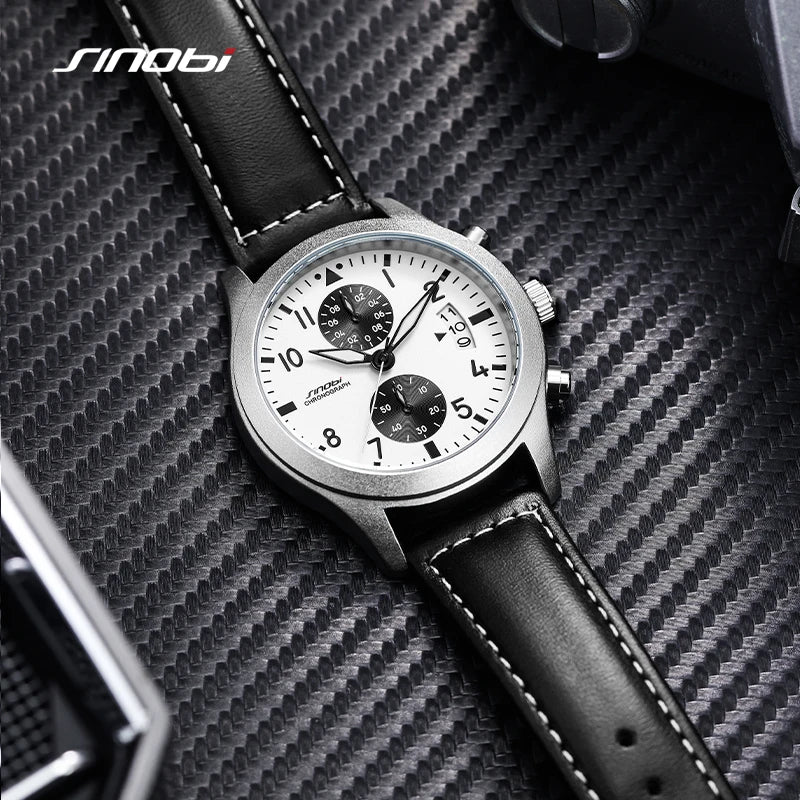 SINOBI Casual Style Men's Watches Fashion Design Man's Quartz Wristwatches I-W-C Brand Chronograph Gifts Clock Relogio Masculino