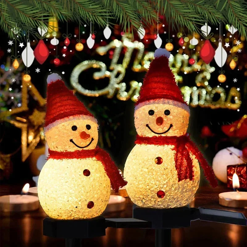 2024 New Snowman Plug Lights Outdoor Solar Christmas Decorations Lights For Garden Holiday Decoration Waterproof Lawn Light