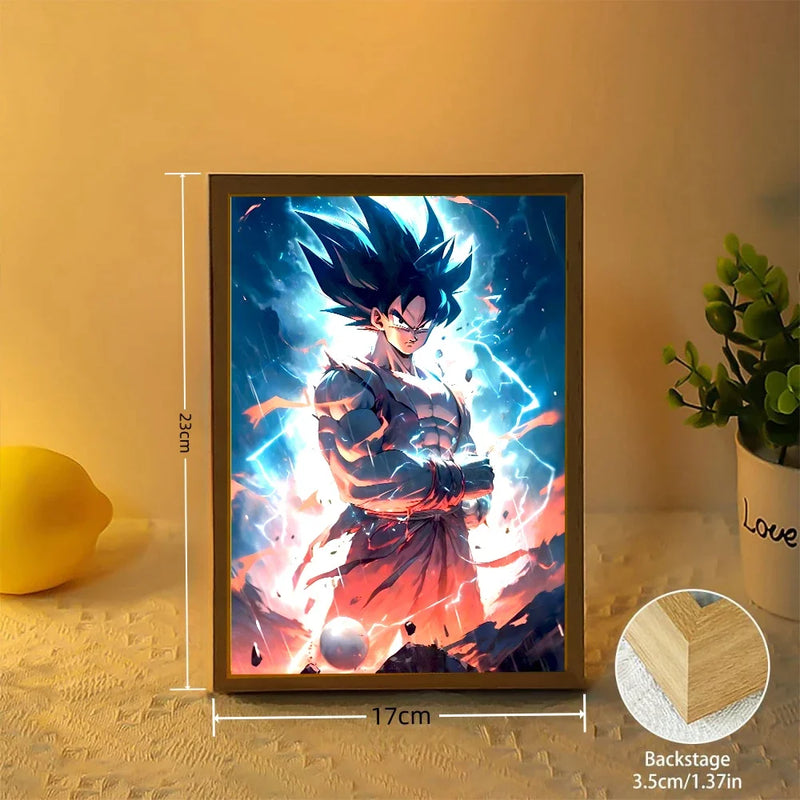 Anime Figure Dragon Ball Light Painting Photo Frame Goku Vegeta Led Night Light Birthday Bedroom Decor Original Gifts Moon Lamp