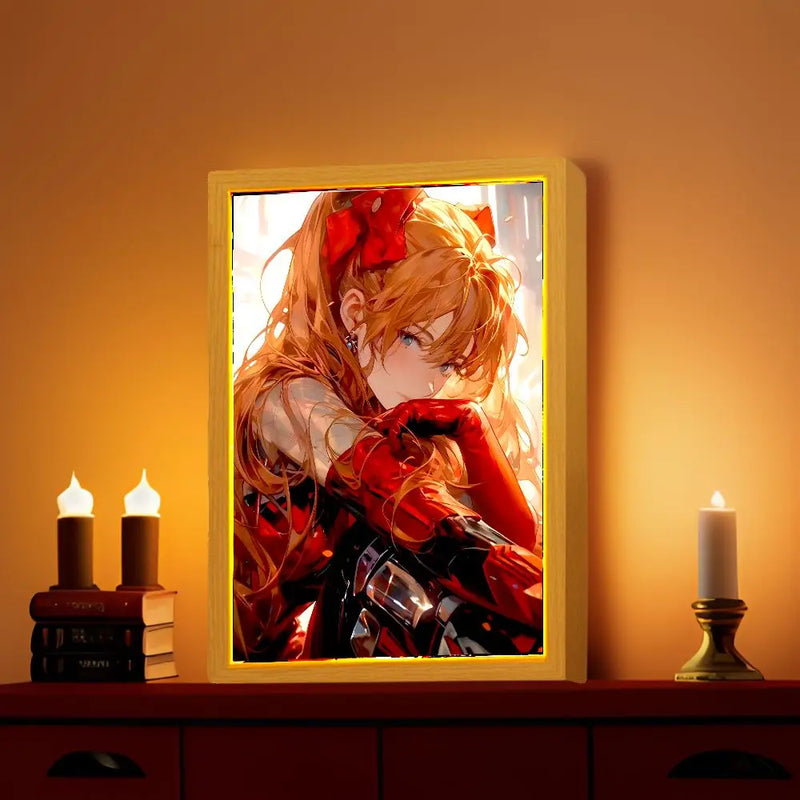 Neon Genesis Evangelion Anime Figure Light Painting Photo Frame Night Light Action Figures Asuka Room Decoration Christmas Gifts