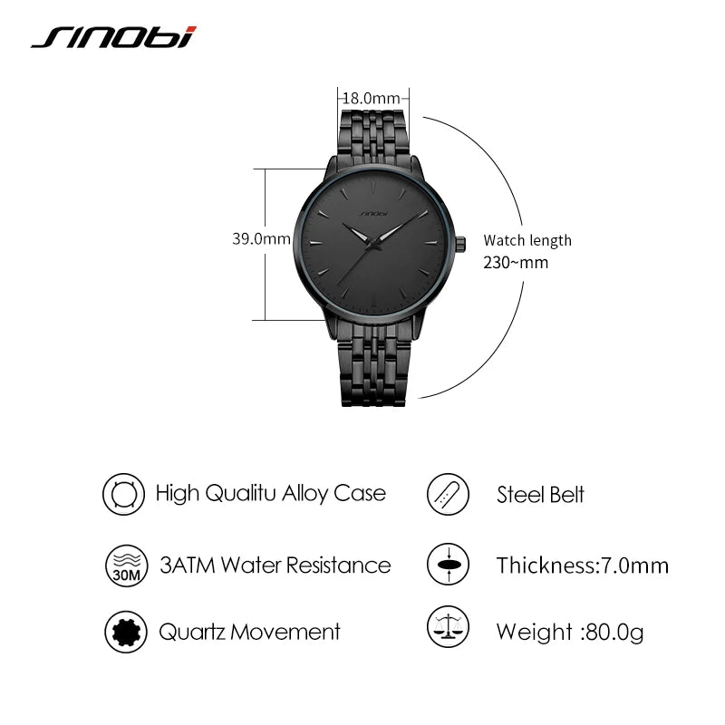 SINOBI Casual Design Men's Watches Fashion Mans Quartz Wristwatches Luminous Hands Male Gifts Clock Watch for Relogio Masculino