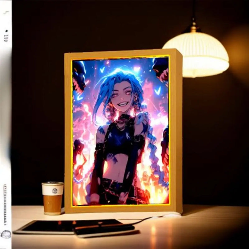 Anime Figure Light Painting Photo Frame League of Legends Figures Action Led Lamps Tabe Bedroom Decor moon Lamp Chirstmas Gifts