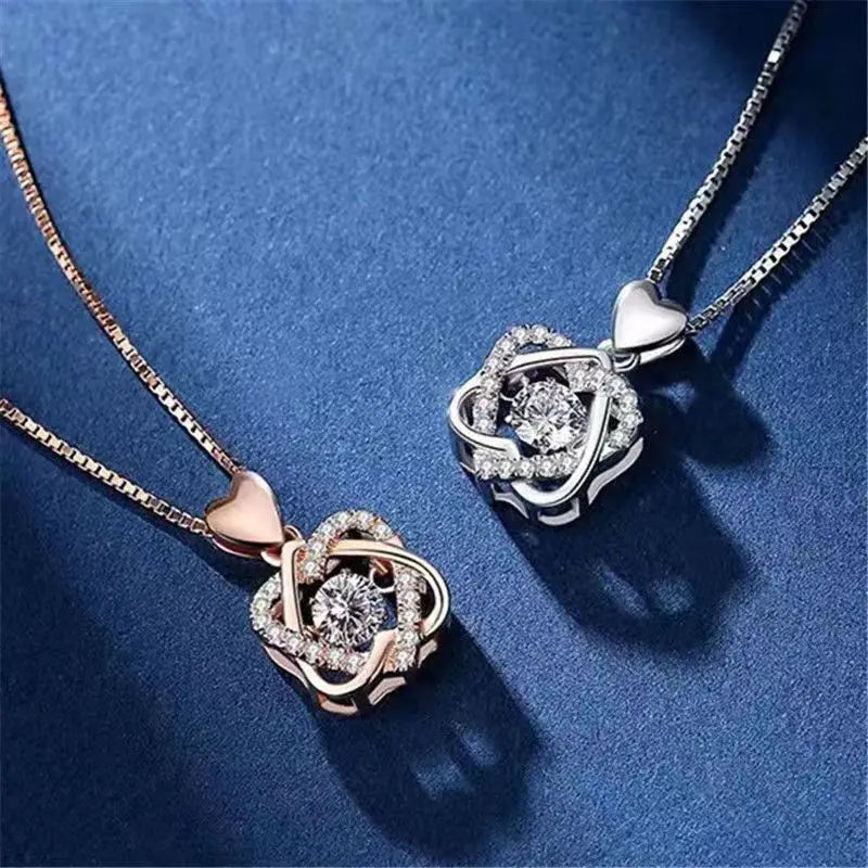 Heart Intertwined Necklace With Creative Rose Gift Box For Women Girlfriend 2023 Valentine Day Present Fashion Romantic Jewelry