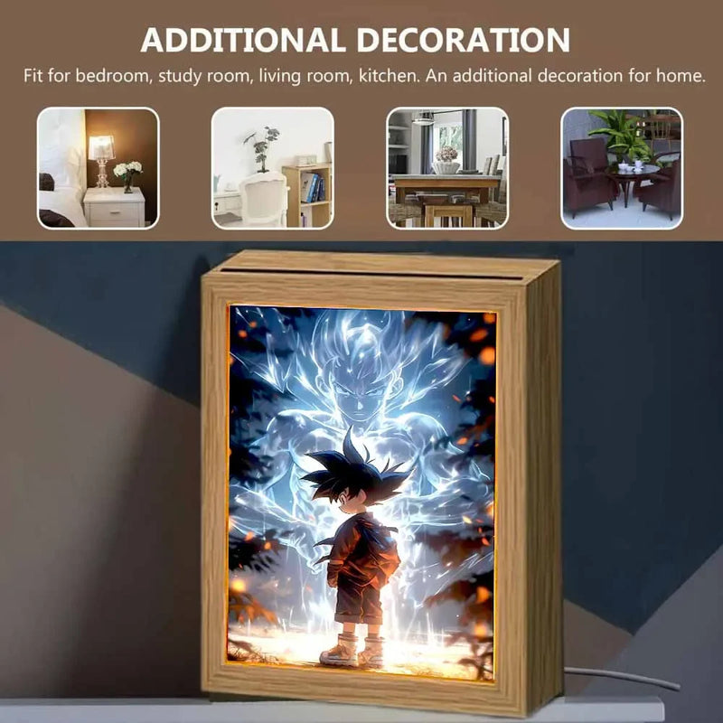 Anime Figure Dragon Ball Z Light Painting Photo Frame Goku Led Night Light Lamp Bedside Table Decorate Christmas Gifts Moon Lamp