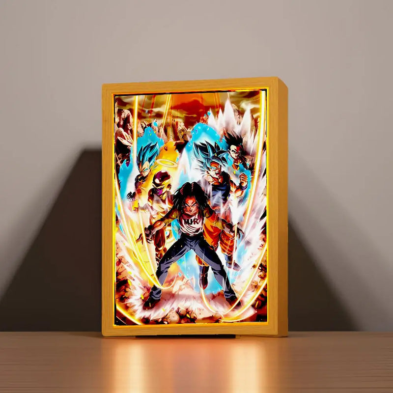 Anime Figure Dragon Ball Z Light Painting Photo Frame Goku Led Night Light Lamp Bedside Table Decorate Christmas Gifts Moon Lamp