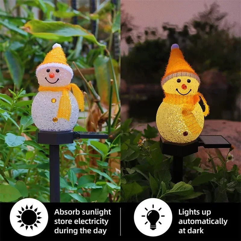 2024 New Snowman Plug Lights Outdoor Solar Christmas Decorations Lights For Garden Holiday Decoration Waterproof Lawn Light