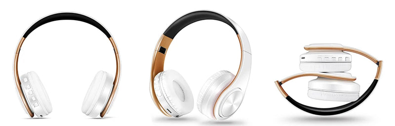 Men Gift Gold Wireless Headphones Bluetooth Earphone Stereo Headset with Build-in MIC with 3.5mm Jack for Xiaomi Samsung IPHONE