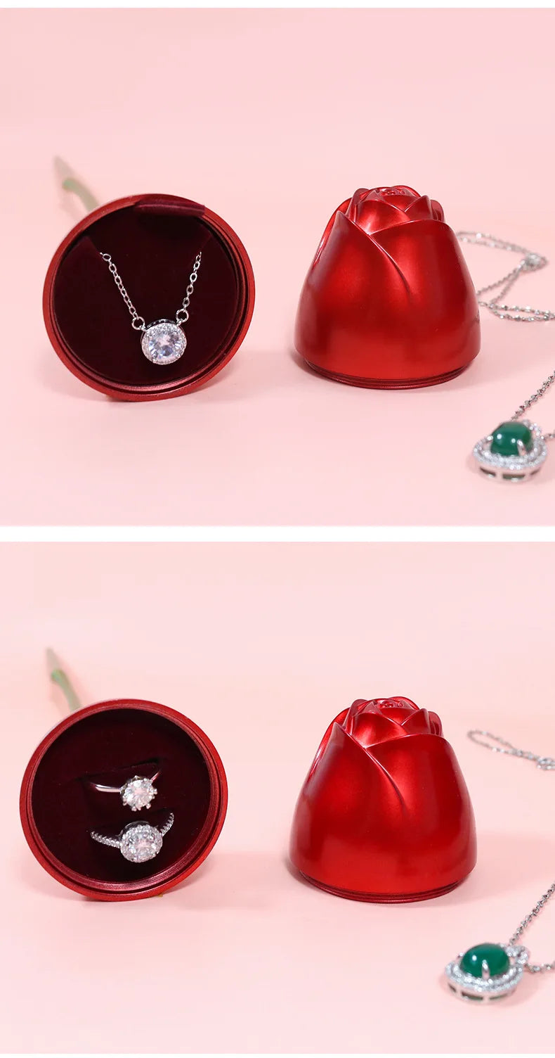 Heart Intertwined Necklace With Creative Rose Gift Box For Women Girlfriend 2023 Valentine Day Present Fashion Romantic Jewelry