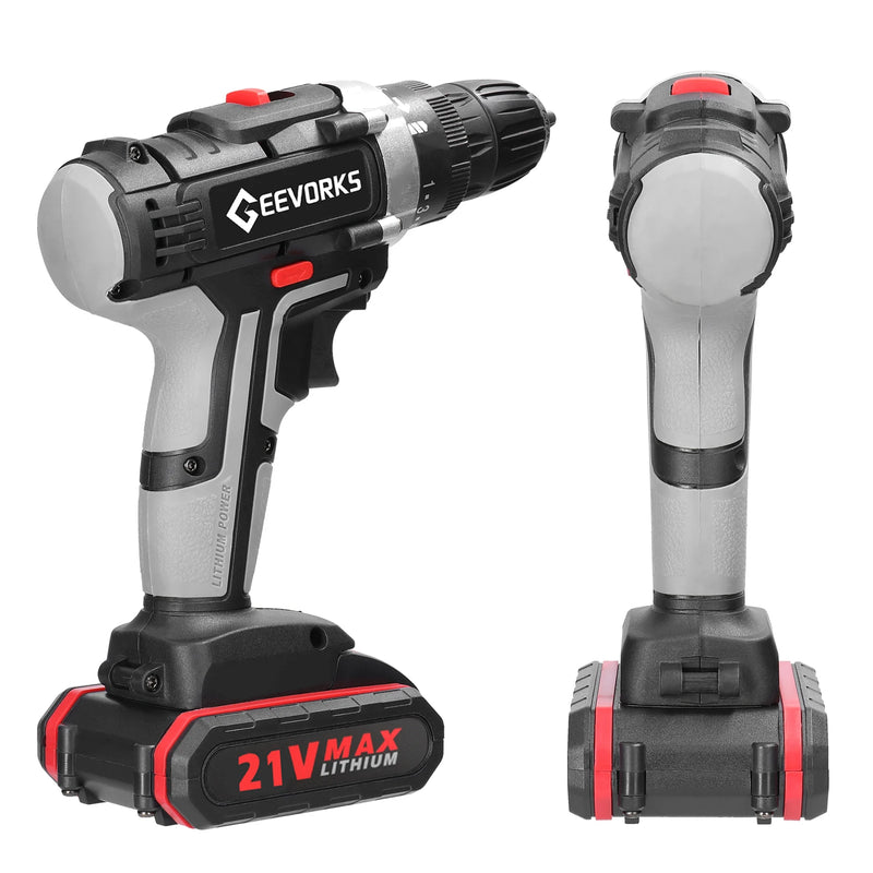 Geevorks 21V Electric Cordless Drill Electric Screwdriver Lithium Battery Wireless Rechargeable Mini Drills Power Tools 2/3 in 1