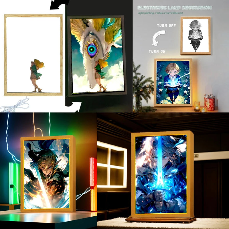 Legend of Zelda Light Painting Photo Frame Princess Zelda Action Figure Led Night Light Anime Figures Collection Room Decor Gift