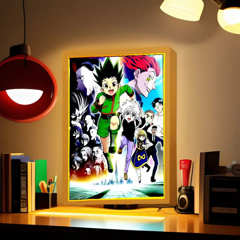 Light Painting Photo Frame Anime Figure Hunter×Hunter Led Night Light Killua Figures Action Collection Room Decor Gift Moon Lamp