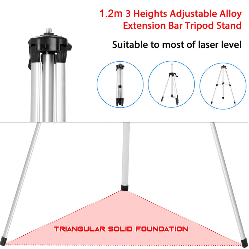 4D 16 Lines Laser Level 360 ° Self-leveling Machine USB Rechargeable Lithium Battery Leveling Tool with Adjustable Tripod Stand